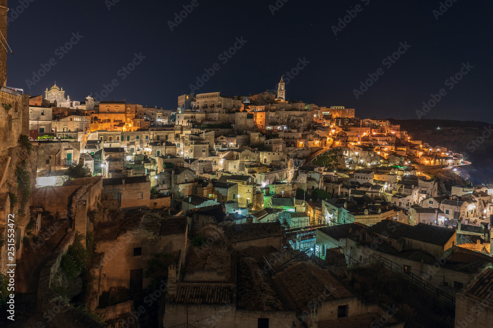 Sassi di Matera at night. European Capital of Culture.