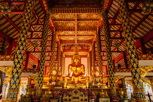 The golden buddha statue at Wat Suan Dok (Royal monastery) in Chiangmai, Thailand. 
