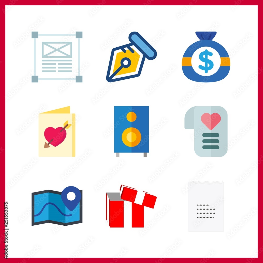 Fototapeta premium 9 paper icon. Vector illustration paper set. design and pen icons for paper works