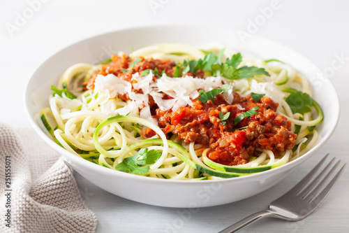 keto paleo zoodles bolognese  zucchini noodles with meat sauce and parmesan