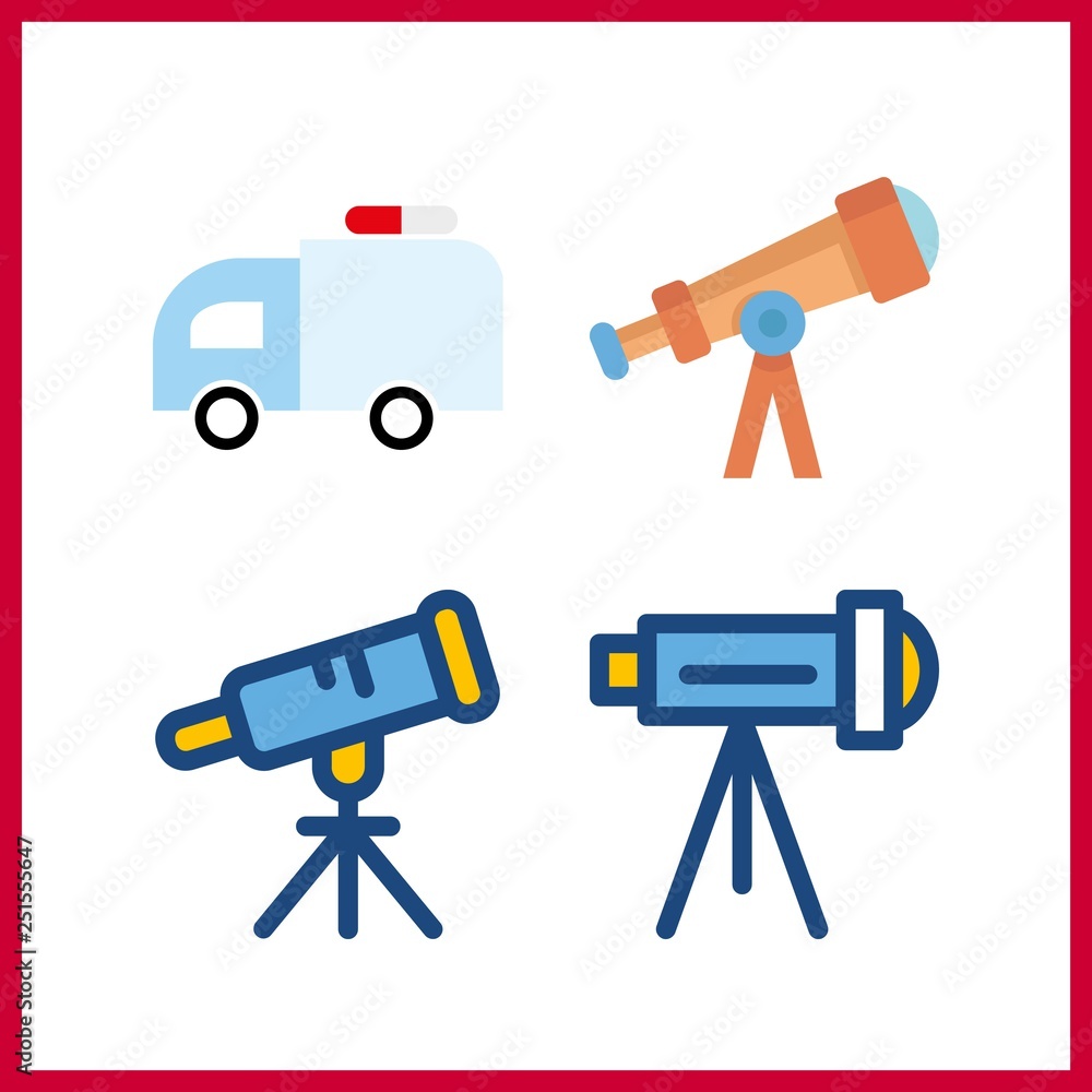 4 lights icon. Vector illustration lights set. ambulance and telescope icons for lights works 4 lights icon. Vector illustration lights set. ambulance and telescope icons for lights works