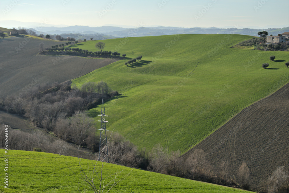 landscape with hills,italy,landscape,countryside,green,field,rural,panorama,horizon,view,trees