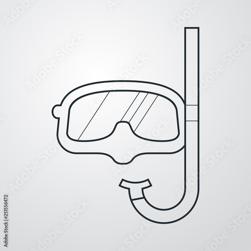 Icono plano lineal gafas de buceo en fondo gris