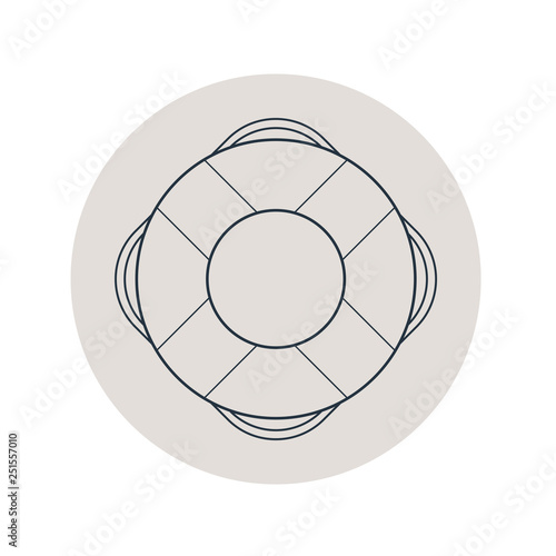 Icono plano lineal salvavidas en círculo color gris