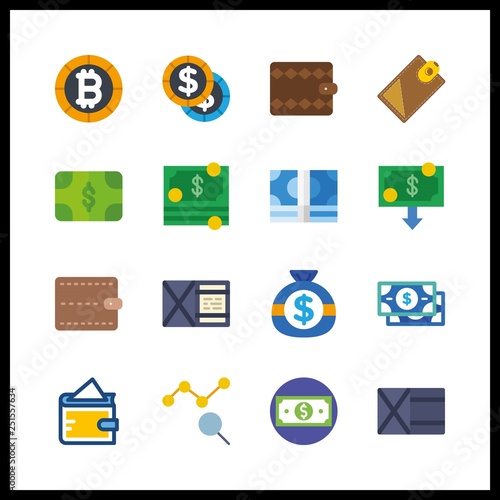 16 dollar icon. Vector illustration dollar set. money icons and coins icons for dollar works