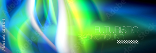Fluid colors mixing glowing neon wave background, holographic texture