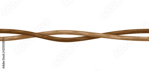 Twisted wild liana branch seamless pattern. Jungle vines plant.