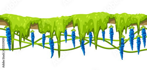 Twisted wild liana branch seamless pattern. Jungle vines plant.