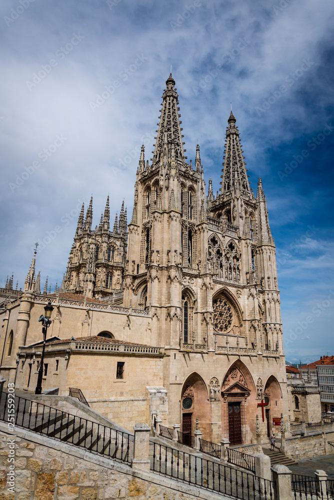 Cathedral of Saint Mary of Burgos is a Catholic church dedicated to the Virgin Mary. Started in 13th century it is built in French Gothic style. Burgos, Spain