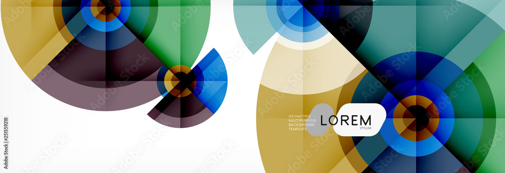 Minimal geometric circles and triangles abstract background, techno modern design, poster template Minimal geometric circles and triangles abstract background, techno modern design, poster template