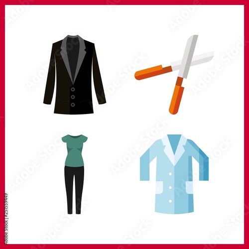 4 spring icon. Vector illustration spring set. blazer and pruners icons for spring works