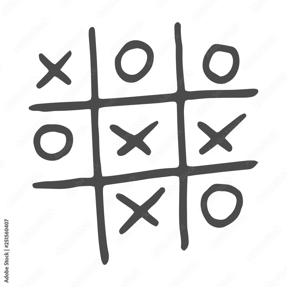 Doodle tic tac toe game Royalty Free Vector Image