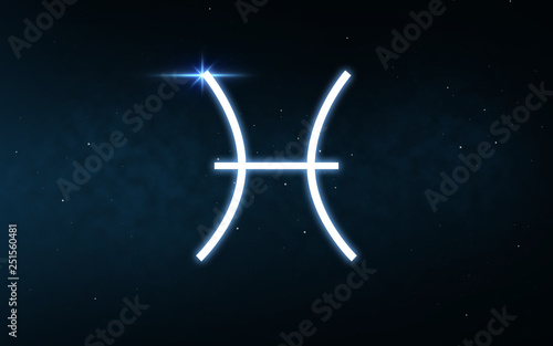 astrology and horoscope - pisces sign of zodiac over dark night sky and stars background