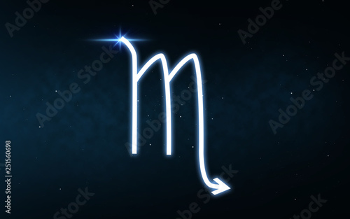 astrology and horoscope - scorpio sign of zodiac over dark night sky and stars background