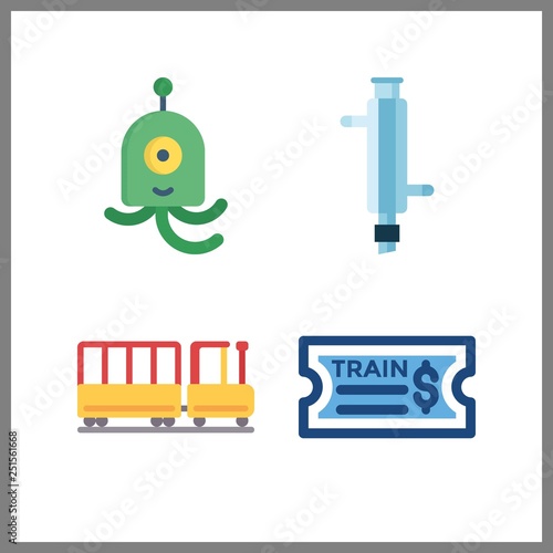 4 window icon. Vector illustration window set. kid railway and condenser icons for window works