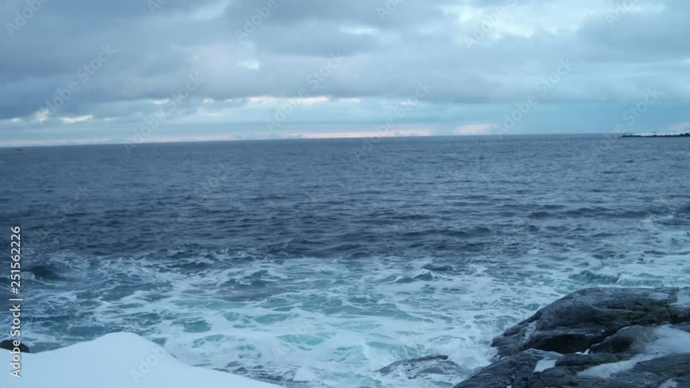 rocks and sea surf, winter