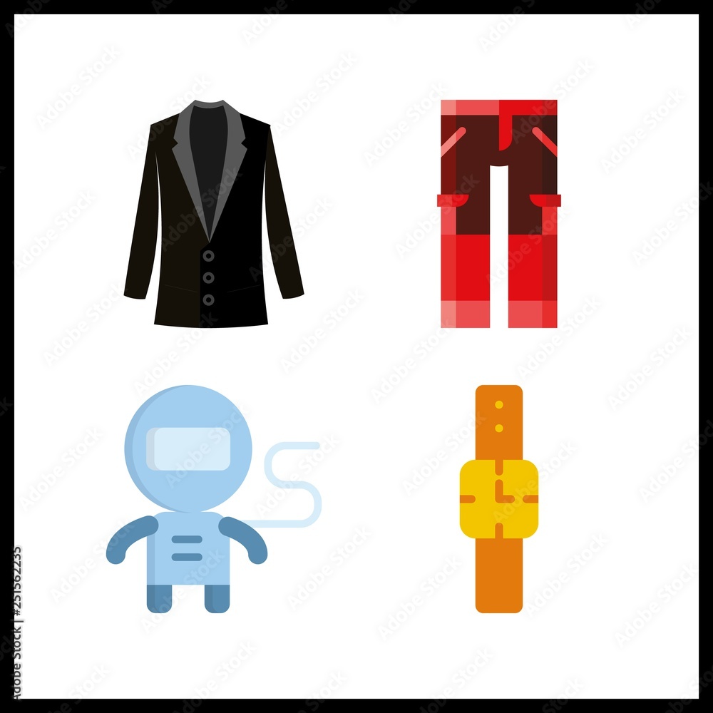 4 suit icon. Vector illustration suit set. blazer and watch icons for suit works