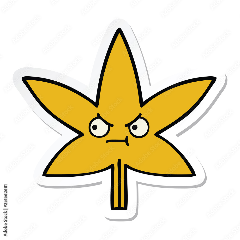 sticker of a cute cartoon autumnal leaf sticker of a cute cartoon autumnal leaf