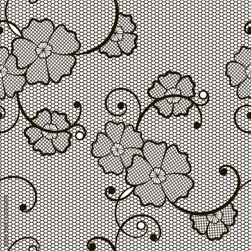 Lace seamless pattern, ornamental flowers. Vector lacy texture.
