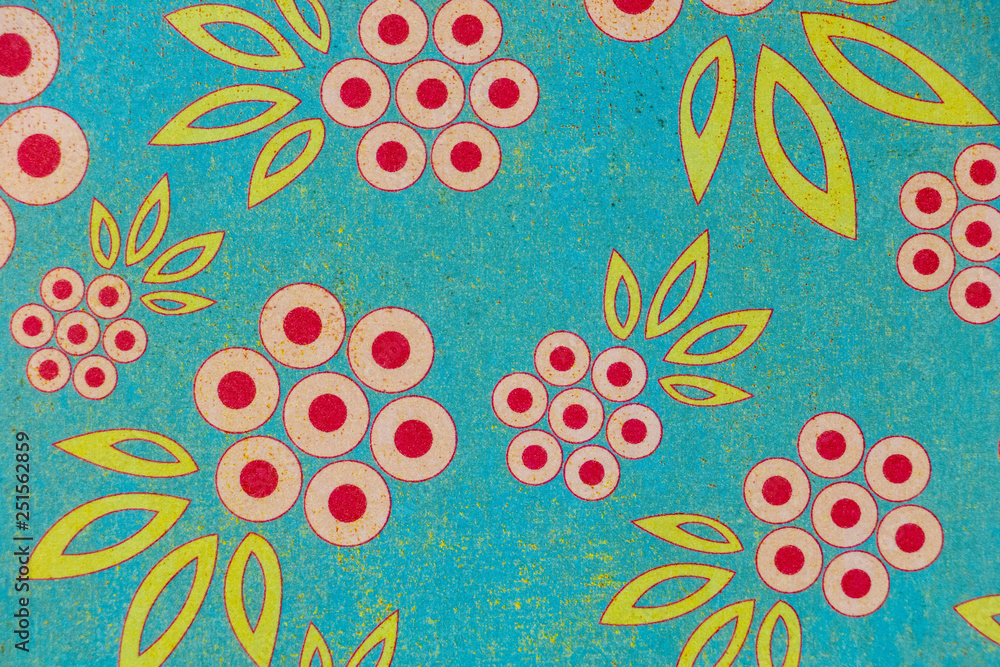 Fototapeta premium Ressource graphique fleurs stylisées et colorées années 80s
