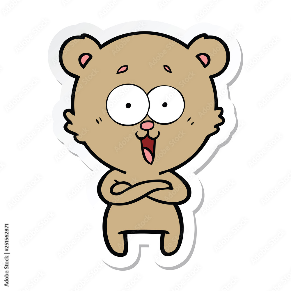 Fototapeta premium sticker of a laughing teddy bear cartoon