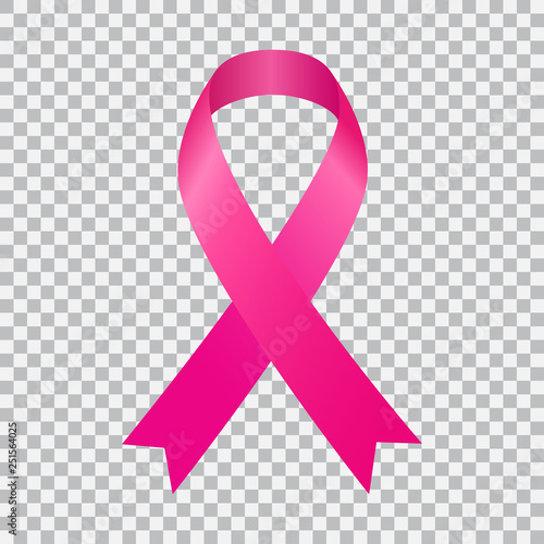 Pink cancer ribbon on a transparent background. Vector illustration