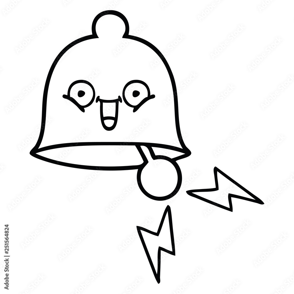 line drawing cartoon ringing bell