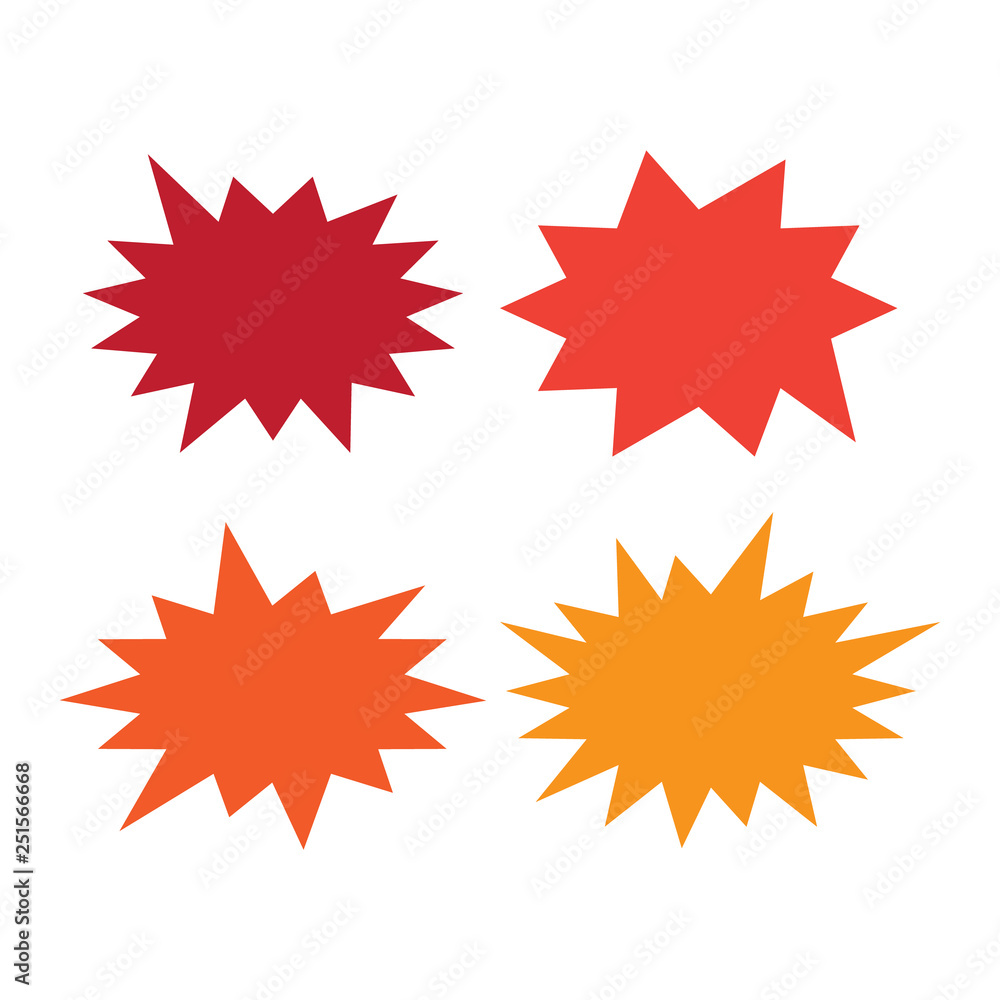 Starburst speech bubbles set. Bursting icon. Starburst isolated icons set Starburst speech bubbles set. Bursting icon. Starburst isolated icons set