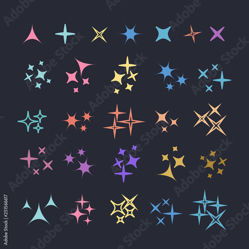 Sparkles icon set. Star element. Sparkle lights vector