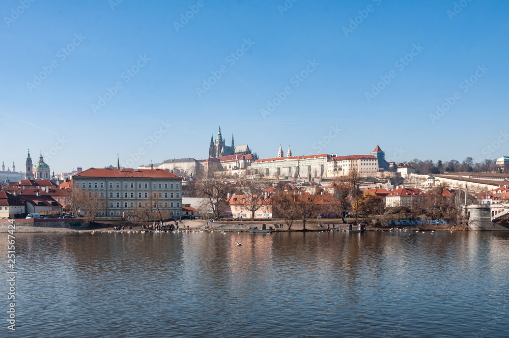 Panorama view of Prague. Prague Castle and Hradcany.