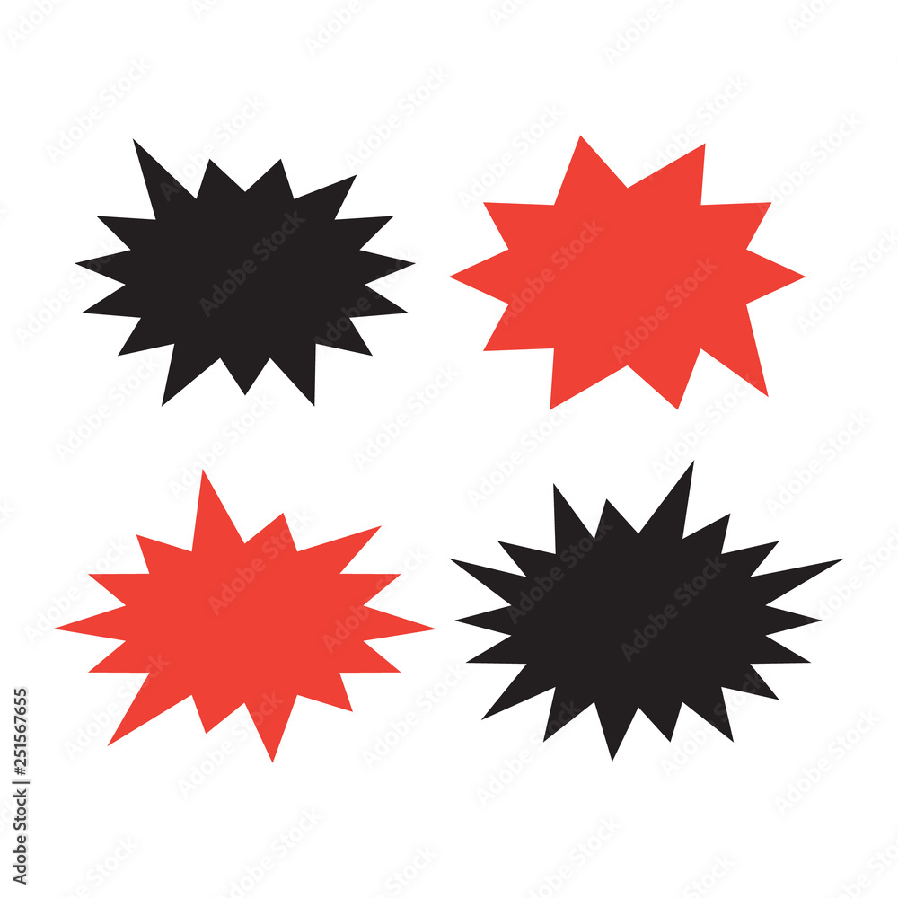 Vector Starburst set. Starburst explosion comic shapes. Speech boom bubble Vector Starburst set. Starburst explosion comic shapes. Speech boom bubble