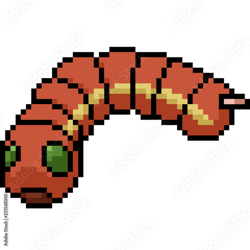 vector pixel art red worm