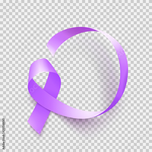 World Epilepsy day. March 26. Realistic purple ribbon symbol. Template for poster with handdrawn lettering. Vector.