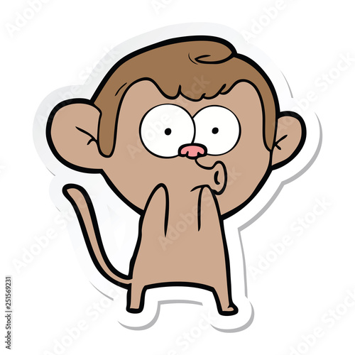 sticker of a cartoon surprised monkey