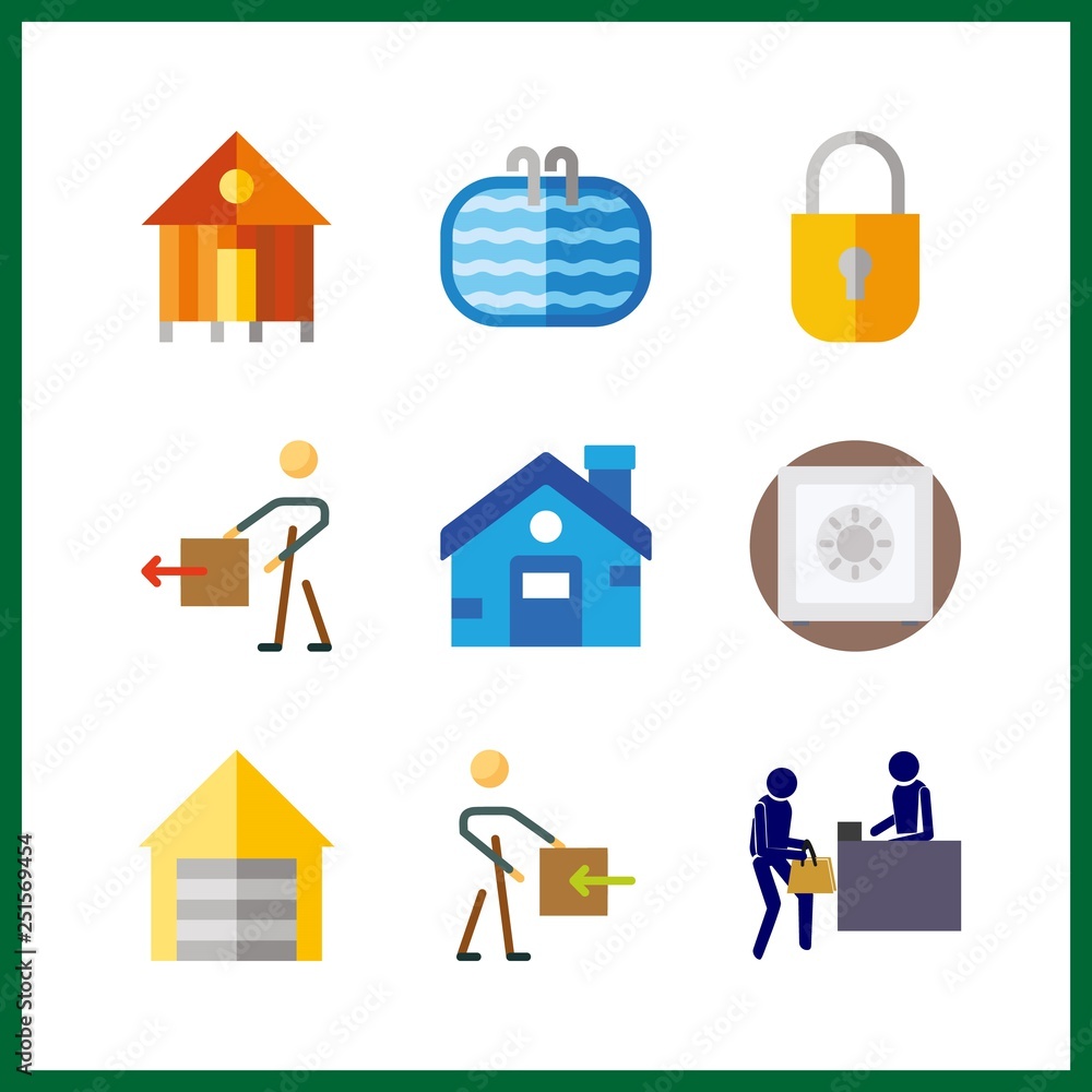 9 door icon. Vector illustration door set. reception and house icons for door works