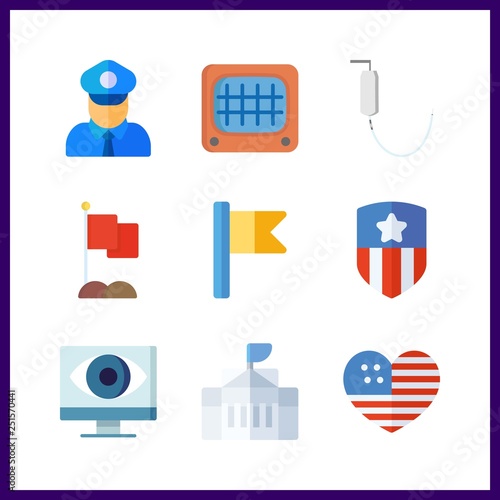9 government icon. Vector illustration government set. flag and usa icons for government works