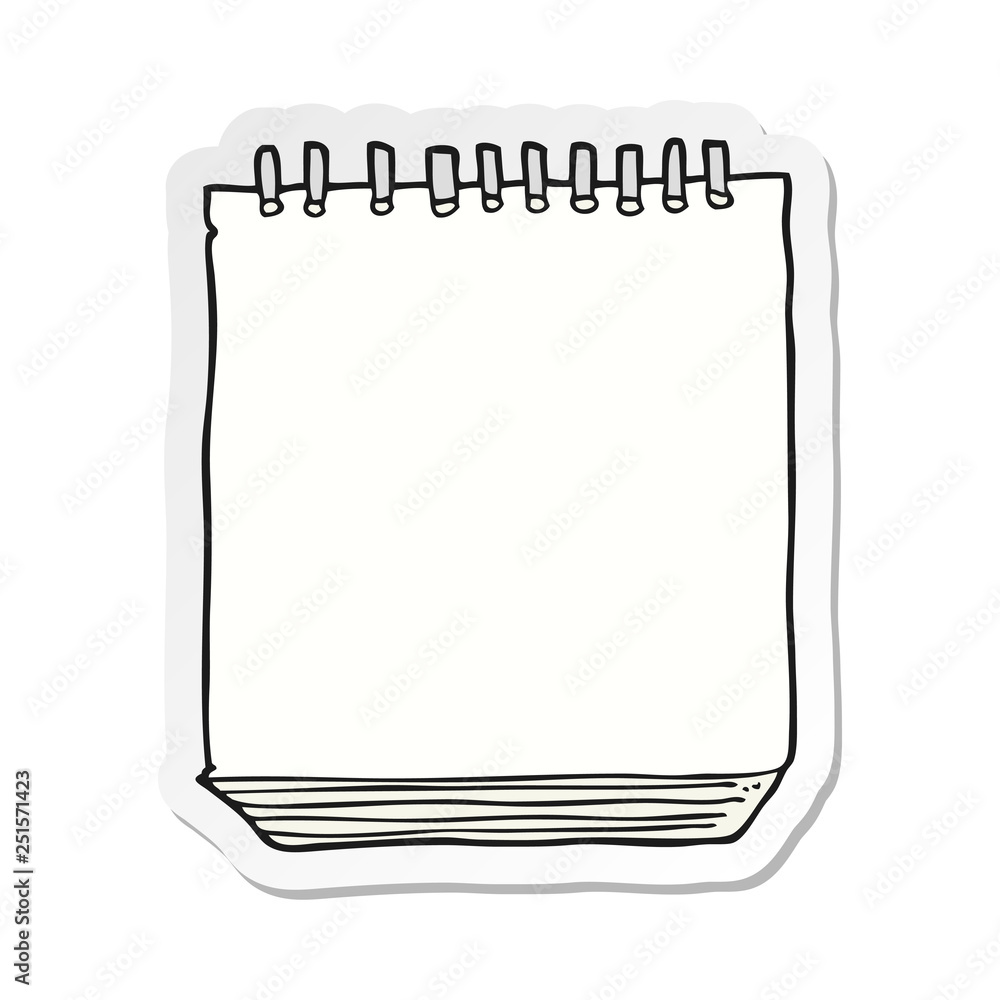 sticker of a cartoon notepad sticker of a cartoon notepad