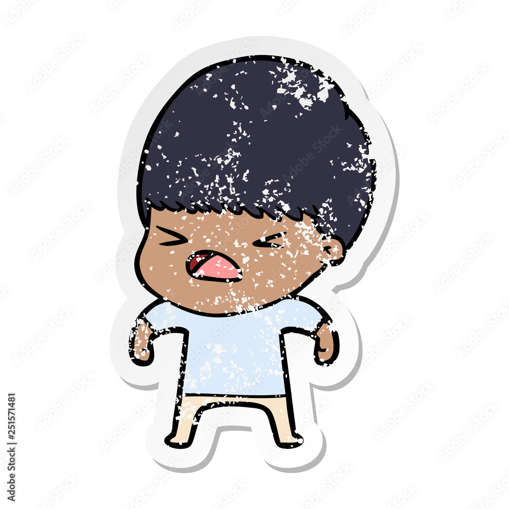 distressed sticker of a cartoon stressed man distressed sticker of a cartoon stressed man