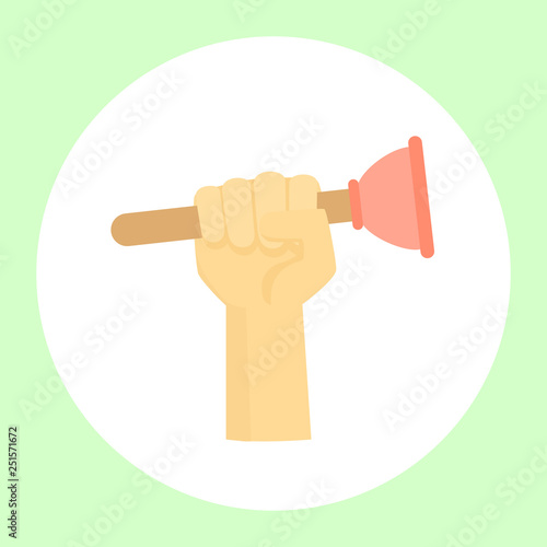 Image of a hand holding a tool for various repairs. Vector illustration