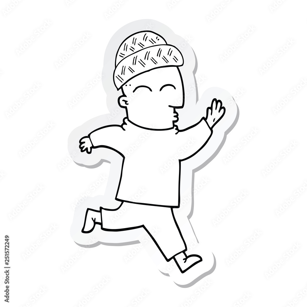 sticker of a cartoon man wearing hat sticker of a cartoon man wearing hat