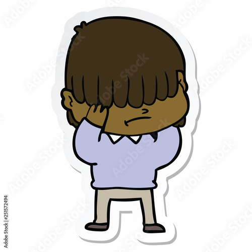 sticker of a cartoon boy with untidy hair