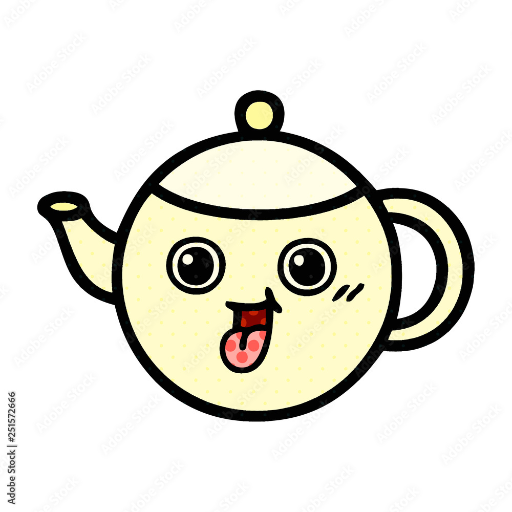 Obraz premium comic book style cartoon tea pot