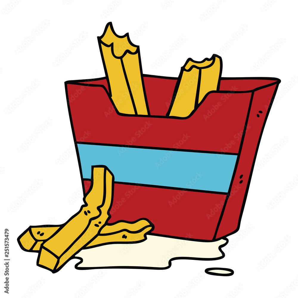 quirky hand drawn cartoon french fries quirky hand drawn cartoon french fries