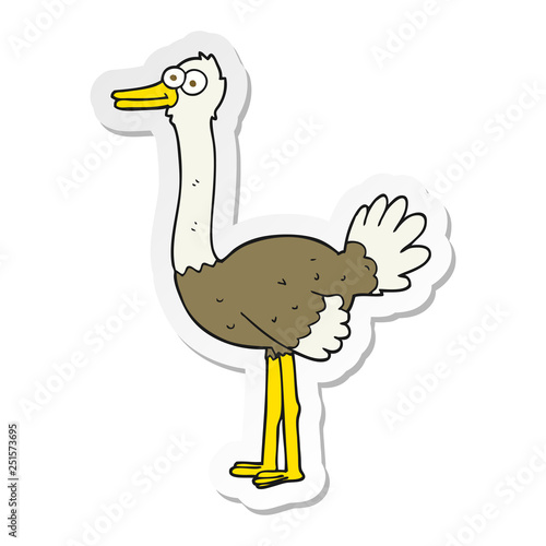 sticker of a cartoon ostrich