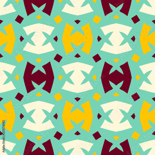 Bright seamless pattern with alternate geometric elements.