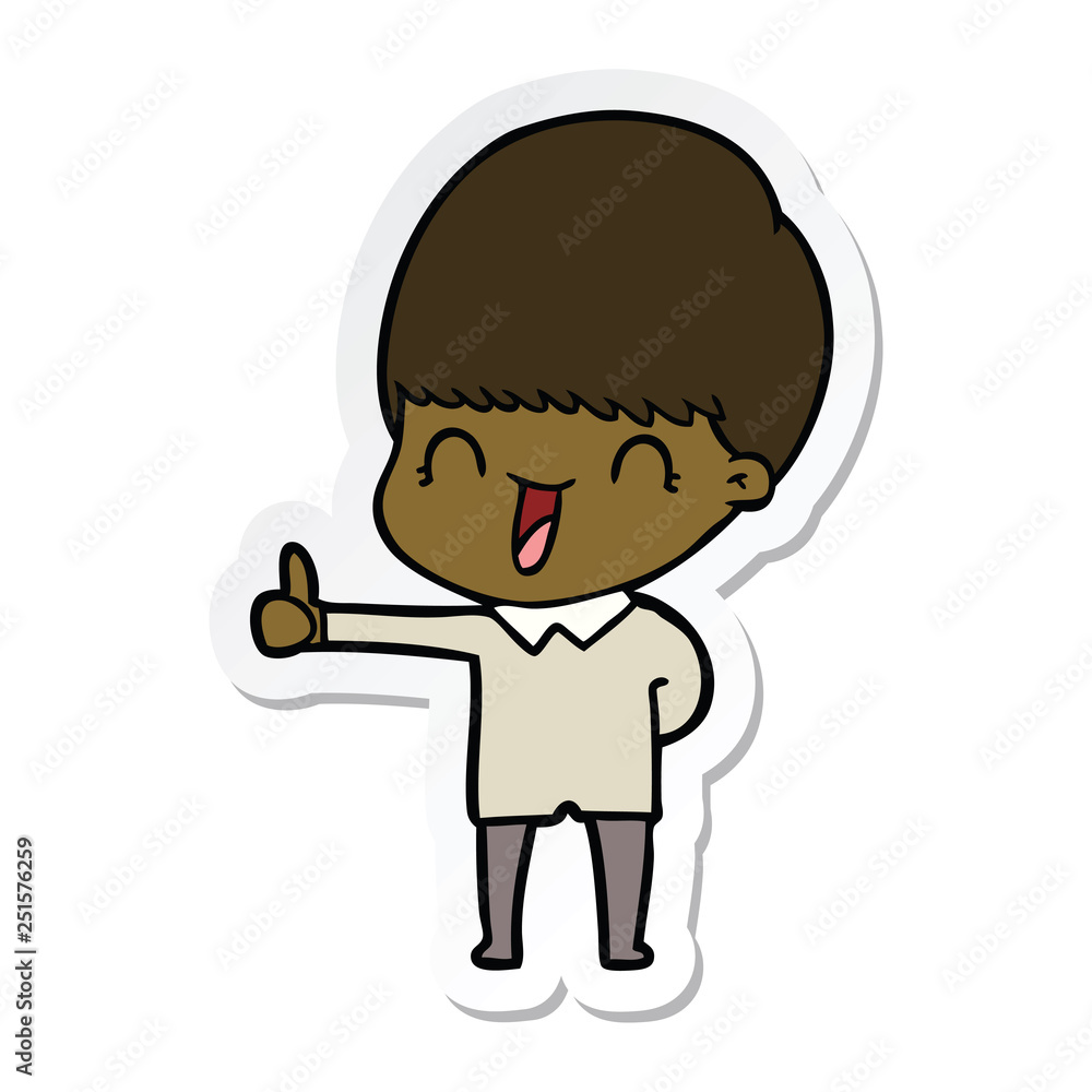 sticker of a happy cartoon boy sticker of a happy cartoon boy