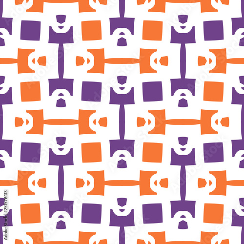 Bright seamless pattern with geometric elements on white background.