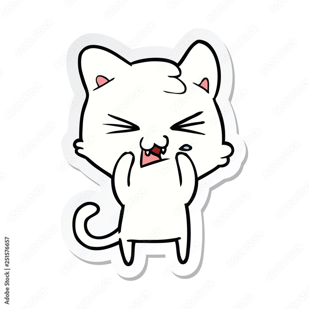 sticker of a cartoon cat sticker of a cartoon cat
