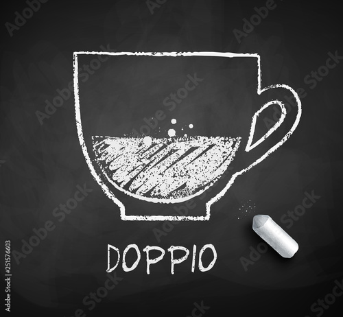 Black and white sketch of Doppio coffee