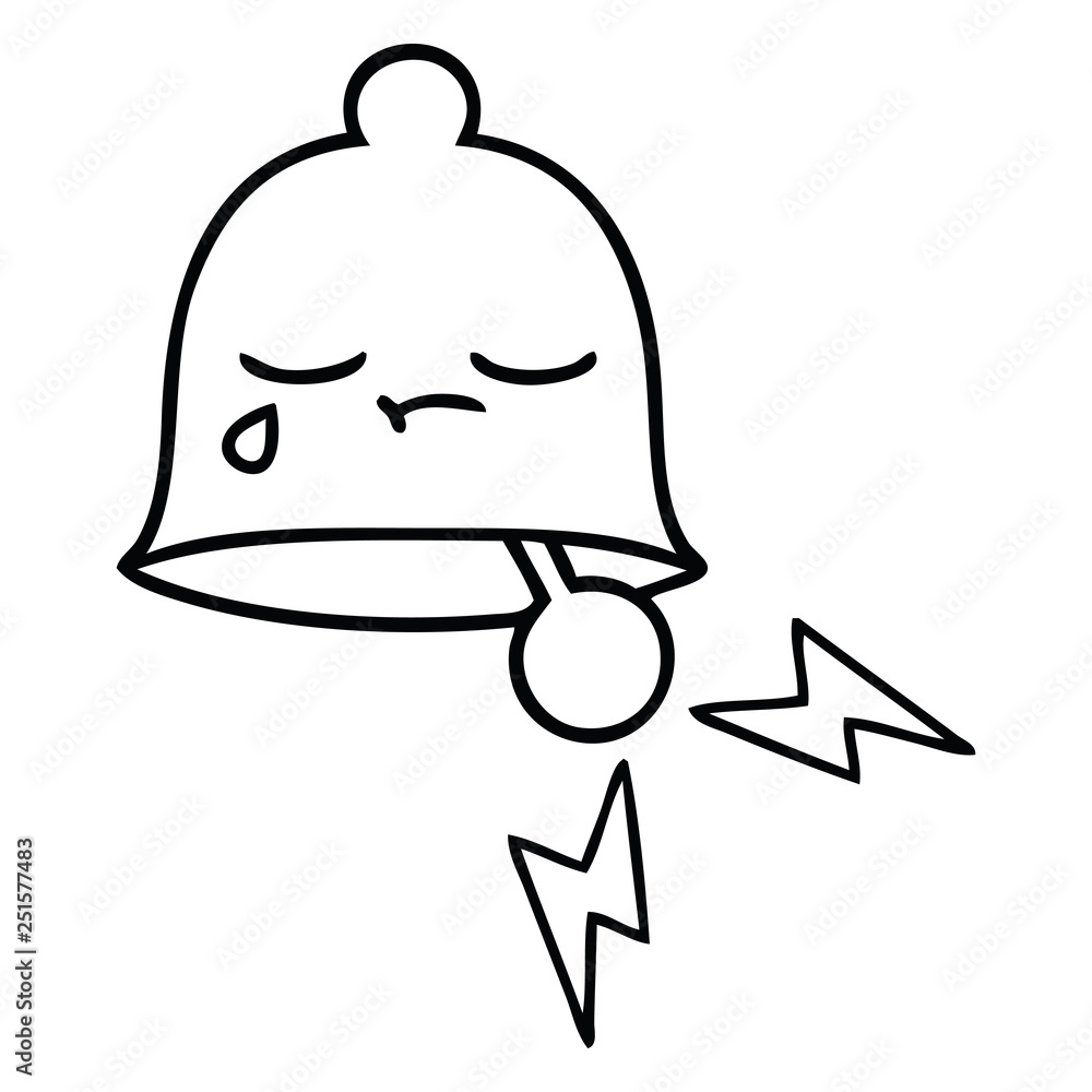Fototapeta premium line drawing cartoon ringing bell
